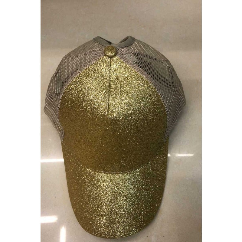 Wholesale Cotton Back Opening Sequin Ponytail Baseball Caps